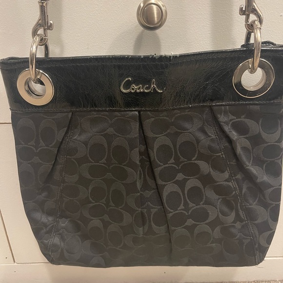 Coach Handbags - Coach Ashley Hippie Crossbody Purse Signature Sateen Black/Grey/Silver